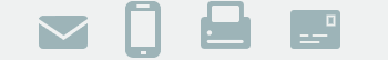 Email, text, print, mail icons
